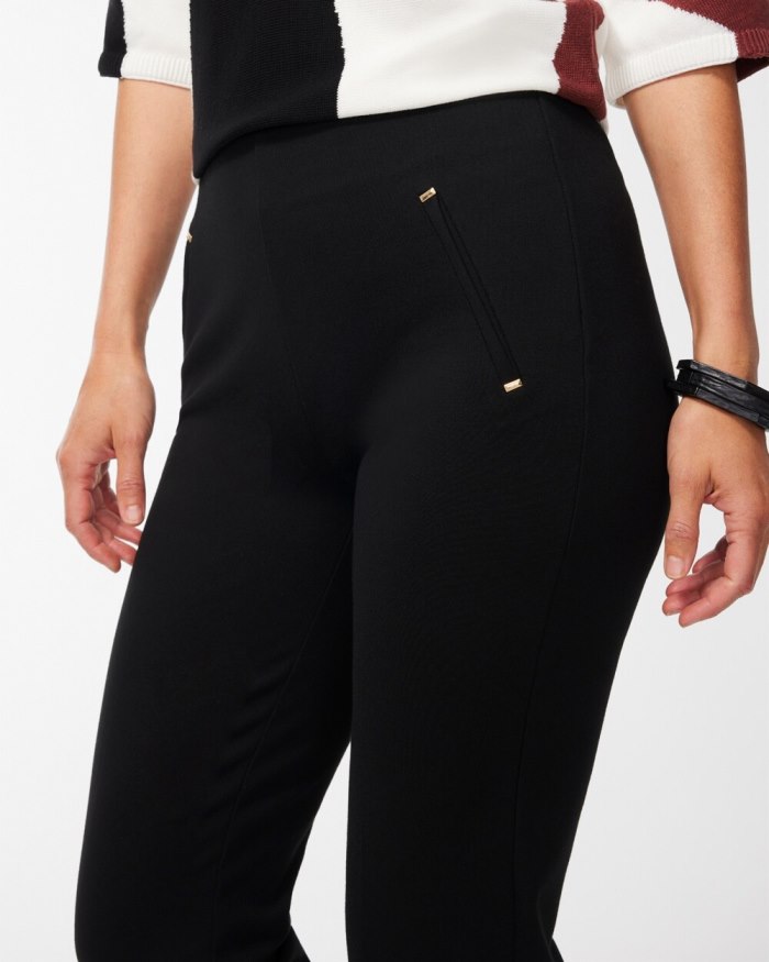 Women's Juliet Ponte Straight Cropped Pants - Black