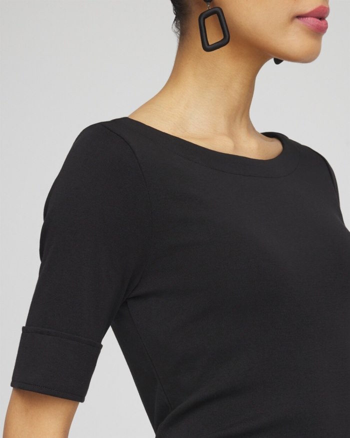 Women's Bateau Neck Tee - Black