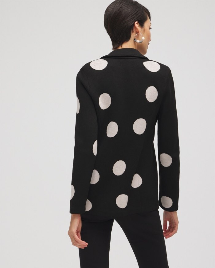 Women's Polka Dot Cardigan Blazer - Black