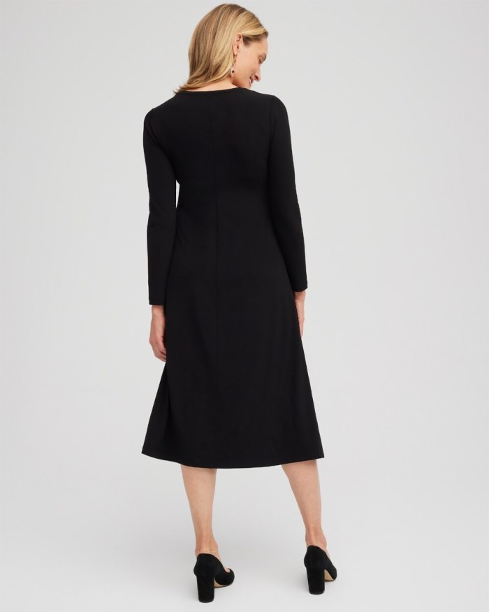 Women's Long Sleeve Midi Dress - Black