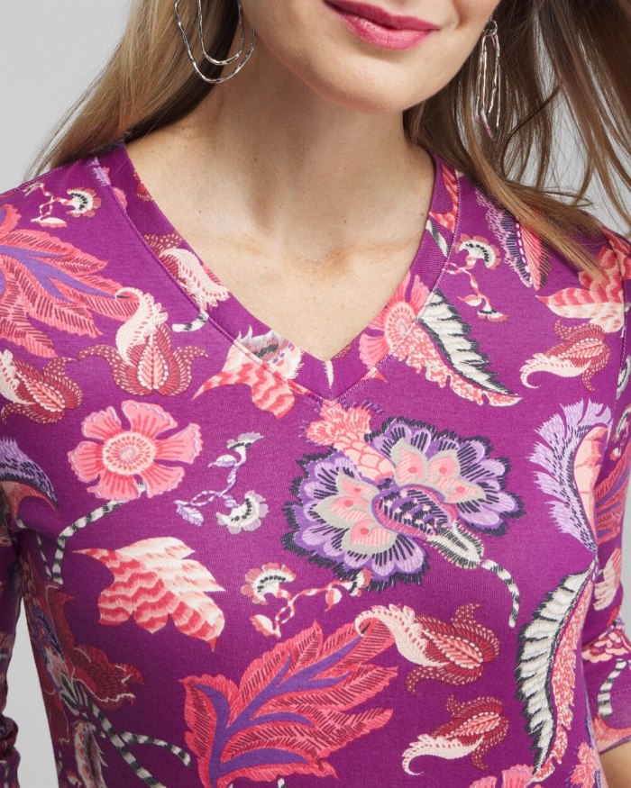 Women's Paisley Everyday 3/4 Sleeve Tee - Ginger Rose