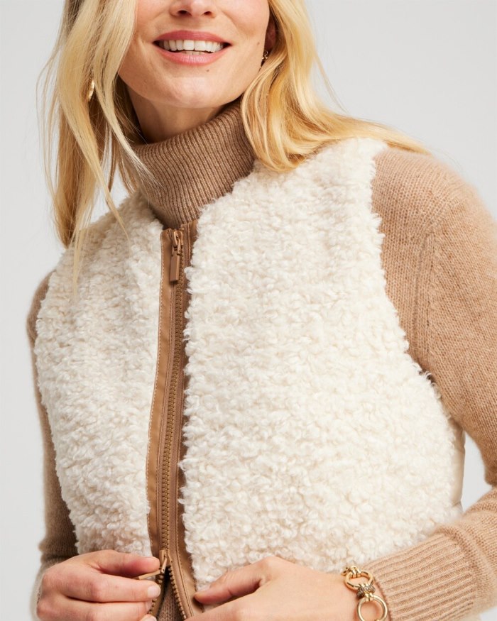 Women's Shearling Vest - English Cream