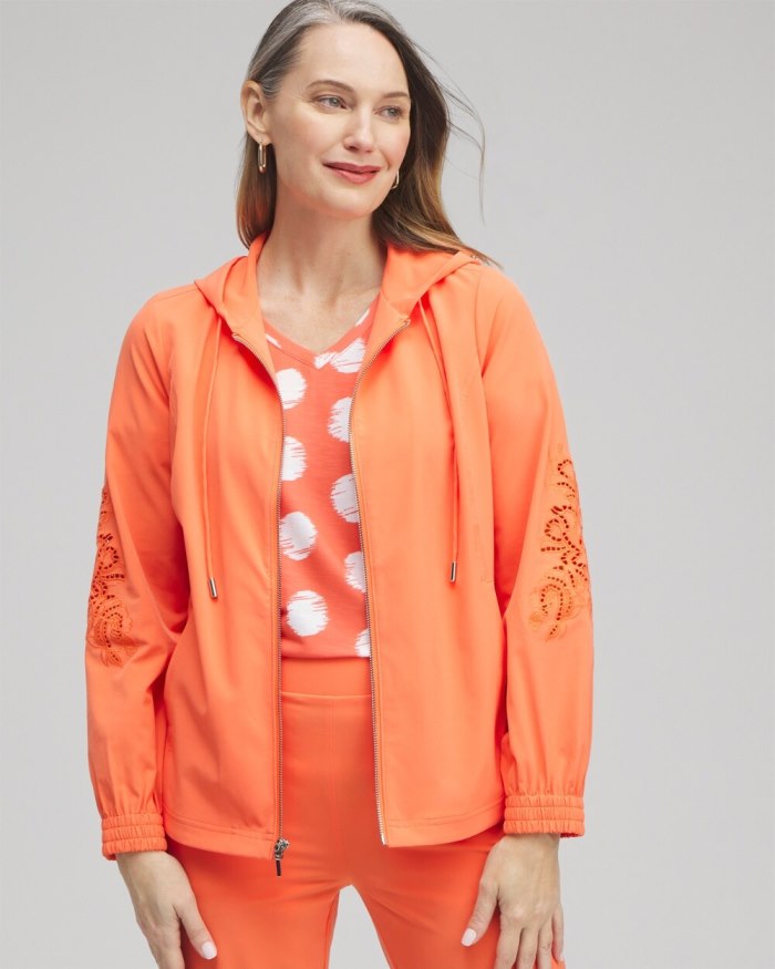 Women's Zenergy Neema Embroidered Jacket - Nectarine - Click Image to Close