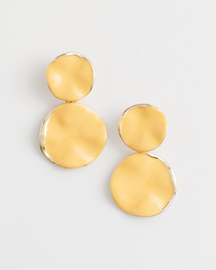 Women's No Droop Orange Round Drop Earrings - Mango Sorbet