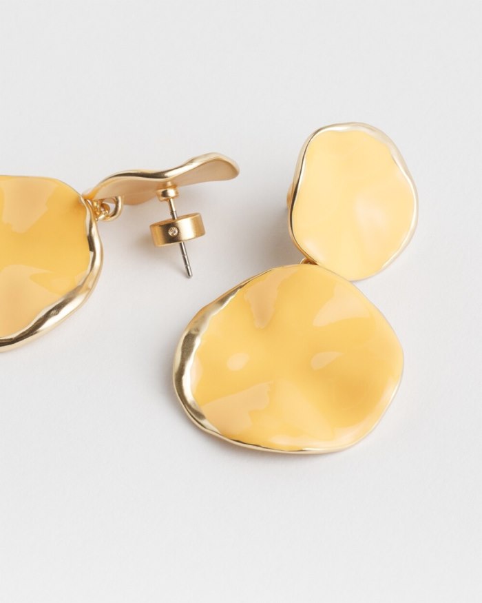 Women's No Droop Orange Round Drop Earrings - Mango Sorbet