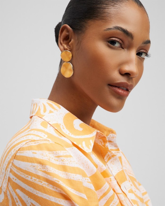 Women's No Droop Orange Round Drop Earrings - Mango Sorbet