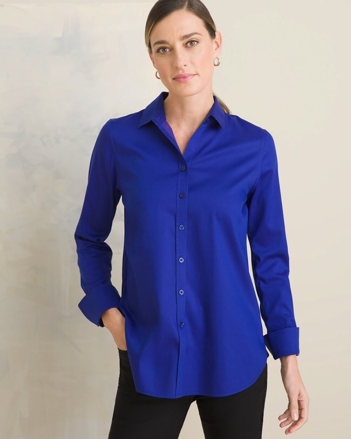 Women's No-Iron Stretch Shirt - Magnetic Blue