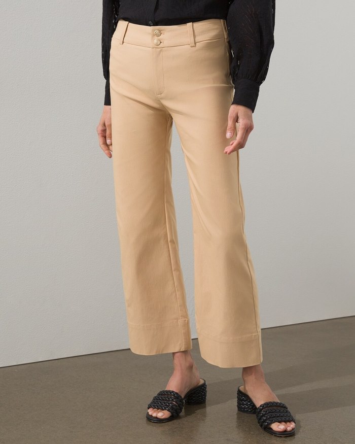 Women's Trapunto Wide Leg Cropped Pants - Coriander