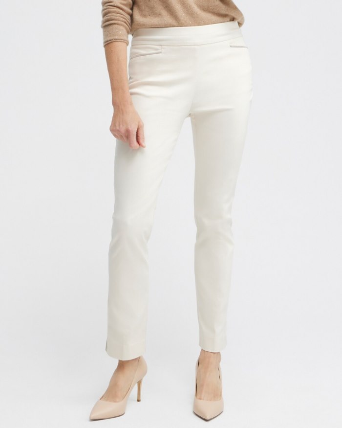 Women's Brigitte Beaded Detail Ankle Pants - English Cream - Click Image to Close