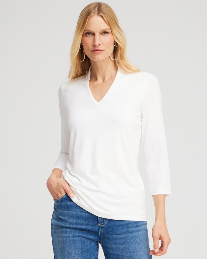 Women's Touch of Cool 3/4 Sleeve Tee - Alabaster - Click Image to Close