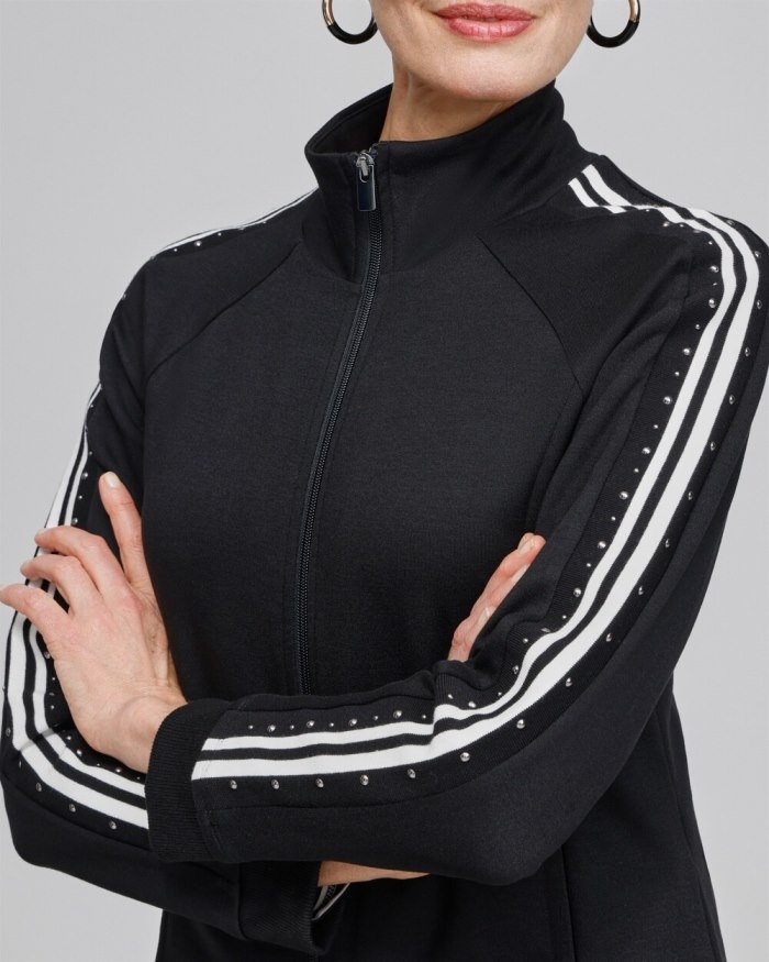 Women's Zenergy Studded Double Knit Jacket - Black