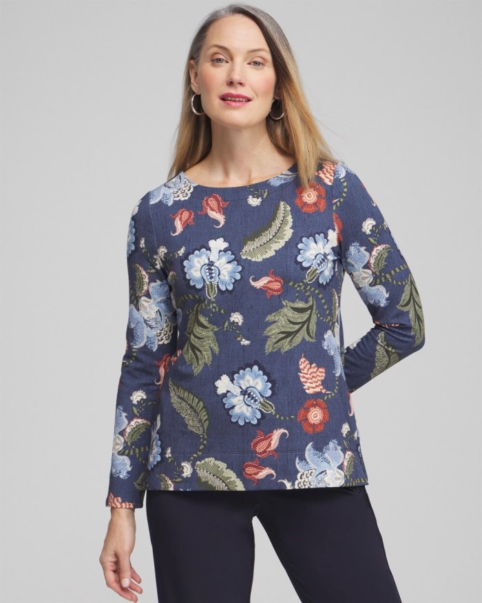 Women's Zenergy Floral Pullover - Classic Navy