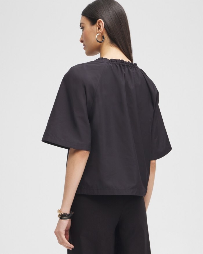 Women's Black Label Smock Neck Blouse - Black