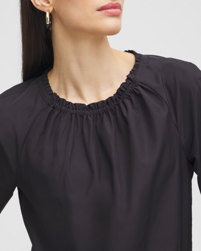 Women's Black Label Smock Neck Blouse - Black