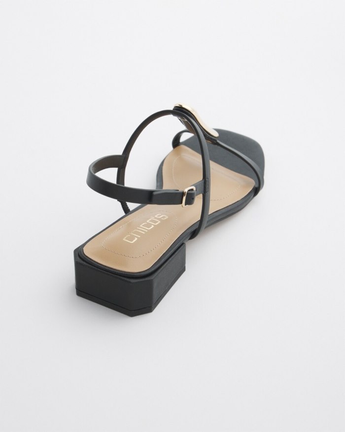 Women's Black T-Strap Sandals - Black