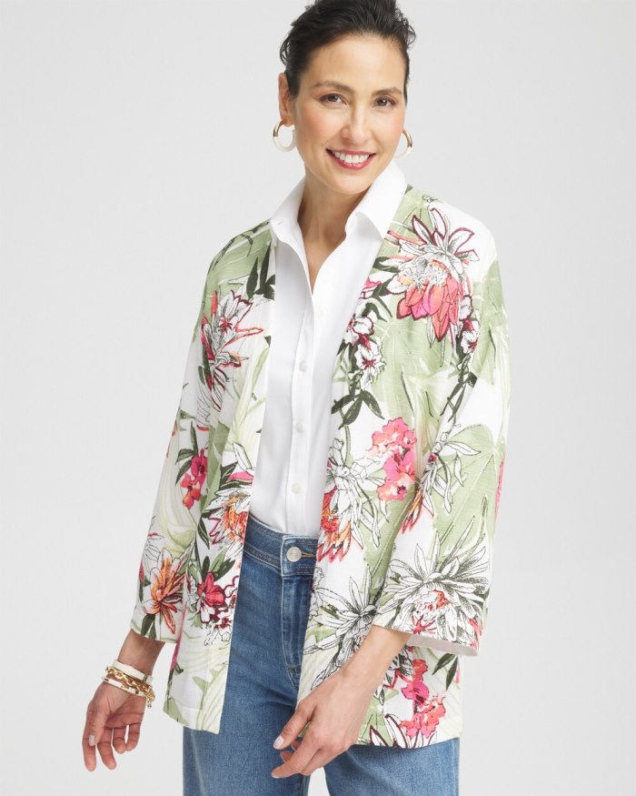 Women's Summer Romance Floral Cardigan - Alabaster