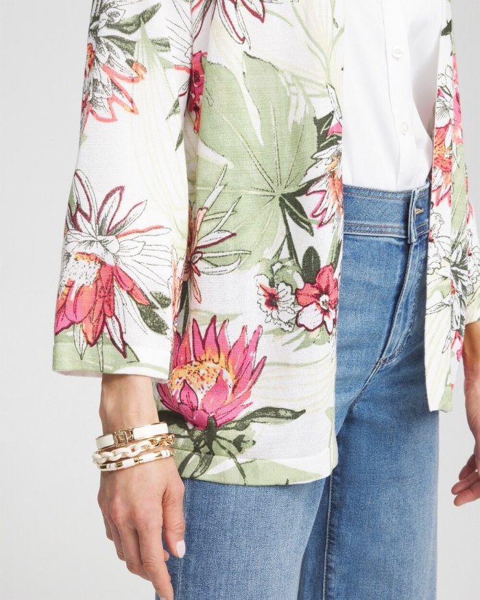 Women's Summer Romance Floral Cardigan - Alabaster