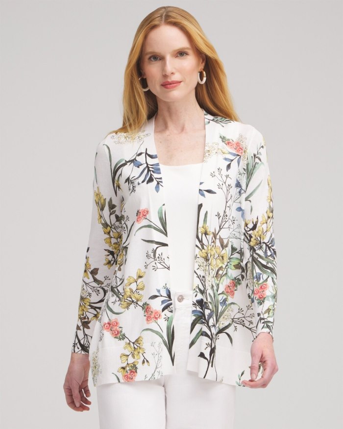 Women's Summer Romance Floral Cardigan - Alabaster