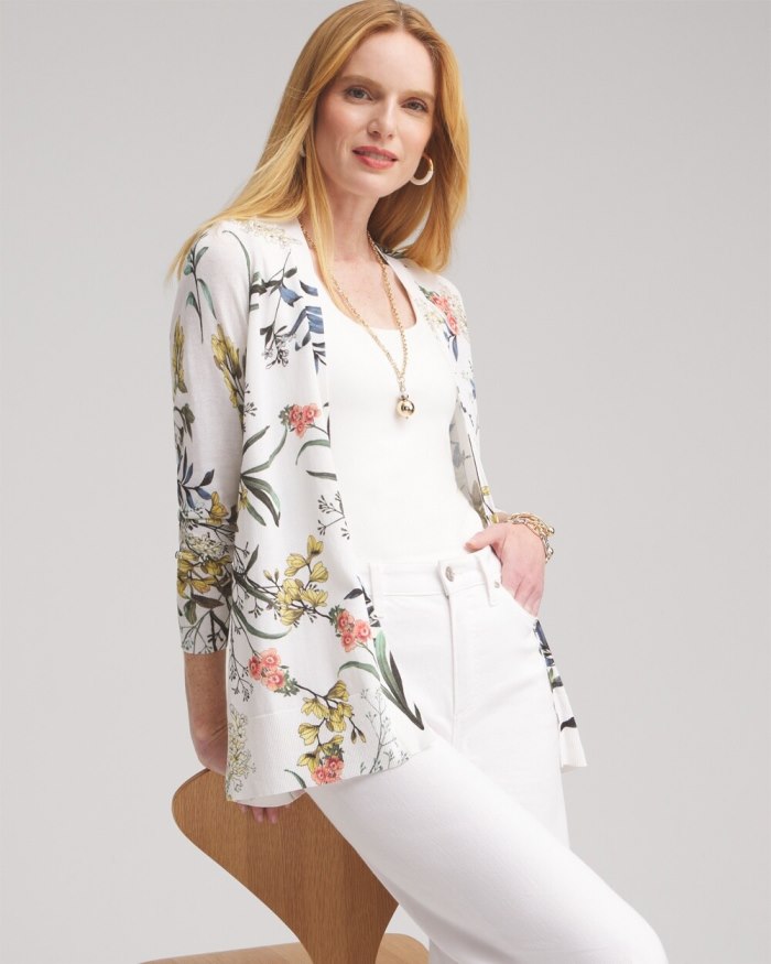 Women's Summer Romance Floral Cardigan - Alabaster