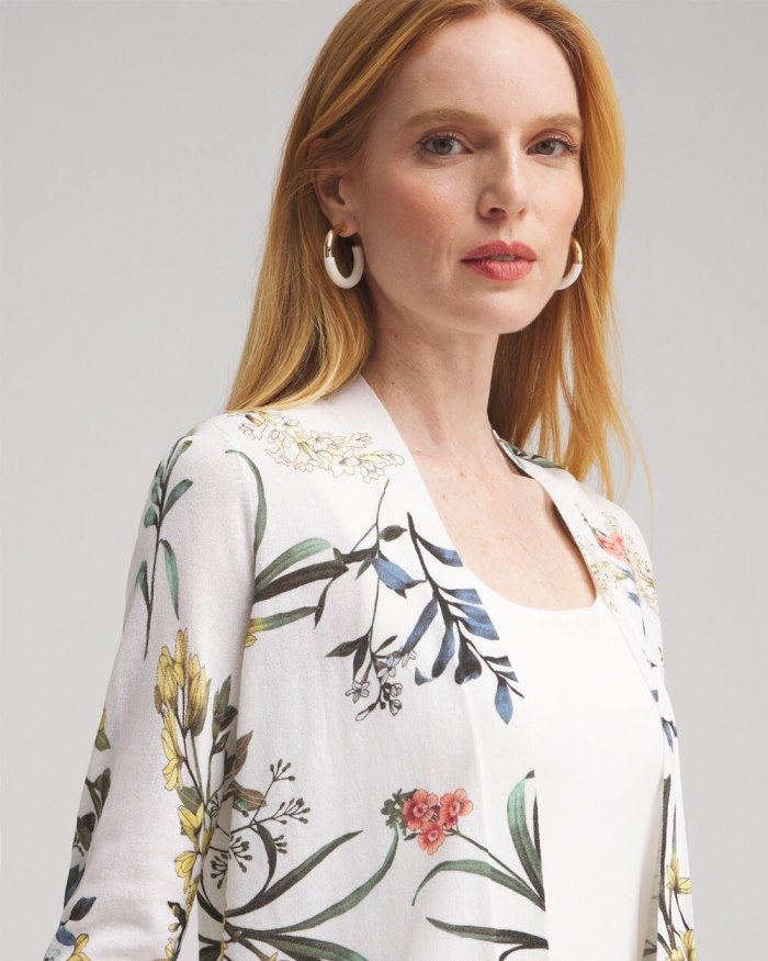 Women's Summer Romance Floral Cardigan - Alabaster