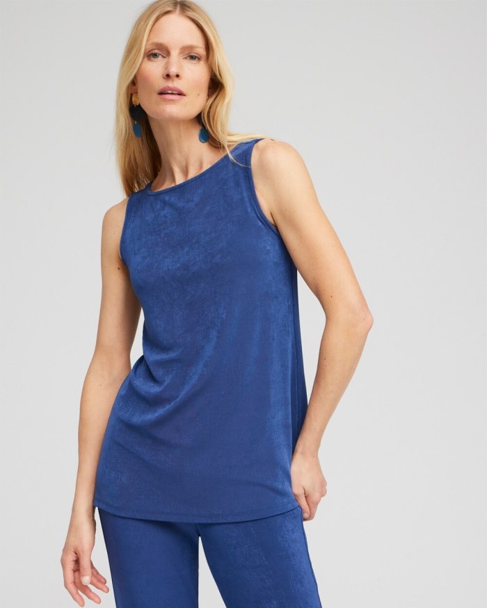 Women's Travelers Side Slit Tank - Azores Blue - Click Image to Close