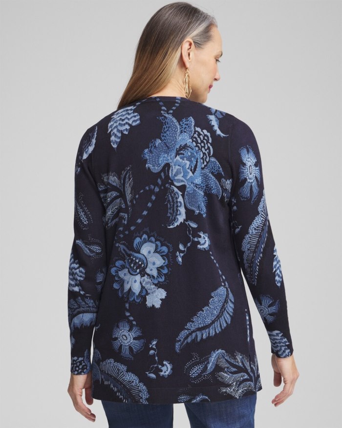 Women's Spun Rayon Floral Cardigan - Classic Navy