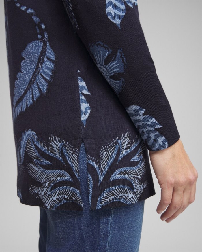 Women's Spun Rayon Floral Cardigan - Classic Navy