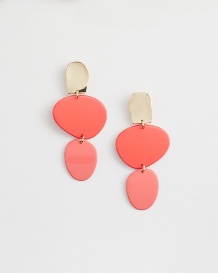 Women's No Droop Orange Linear Earrings - Nectarine - Click Image to Close