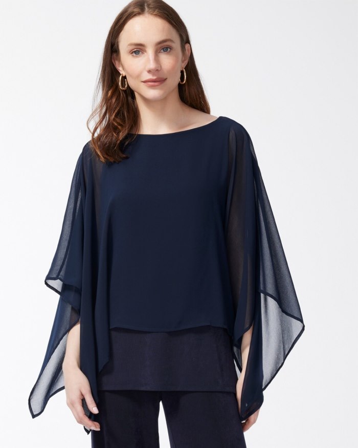 Women's Travelers Chiffon Layered Top - Travelers India Ink - Click Image to Close