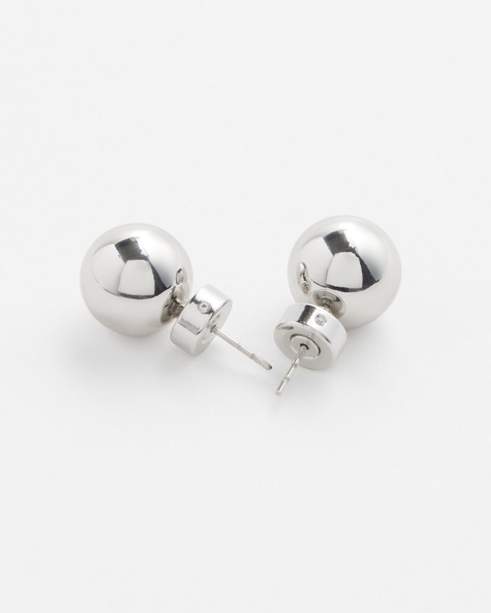 Women's Silver Tone Stud Earrings - Silver