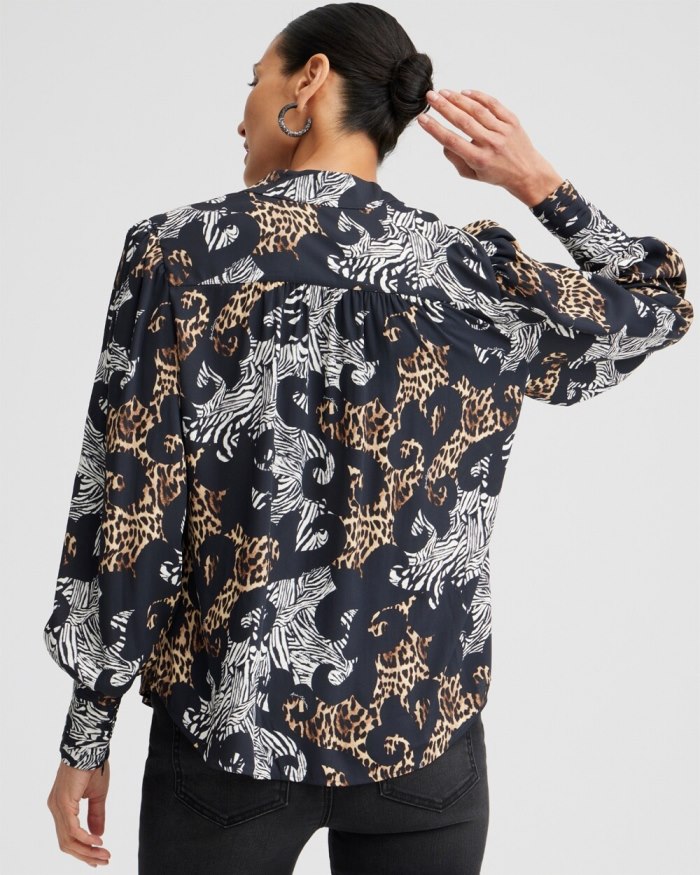 Women's Mixed Animal Print Shirt - Black