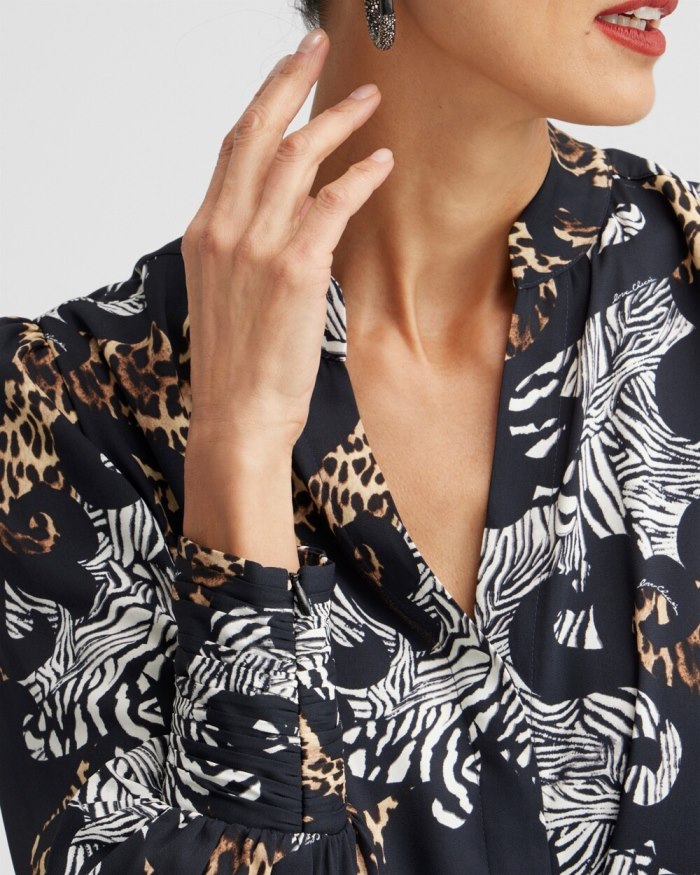 Women's Mixed Animal Print Shirt - Black