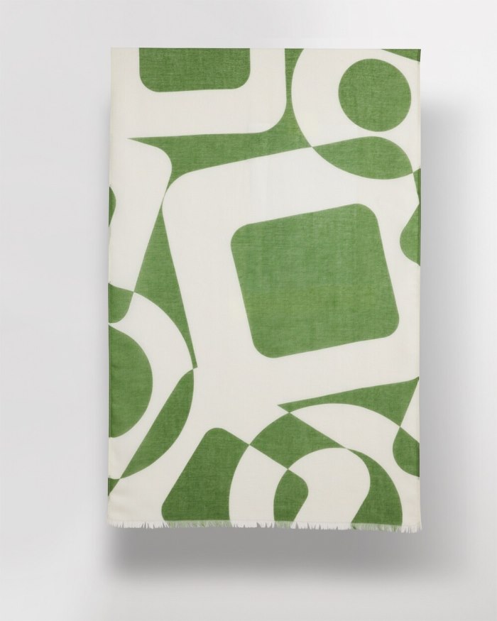 Women's Modern Print Oblong Scarf - Green