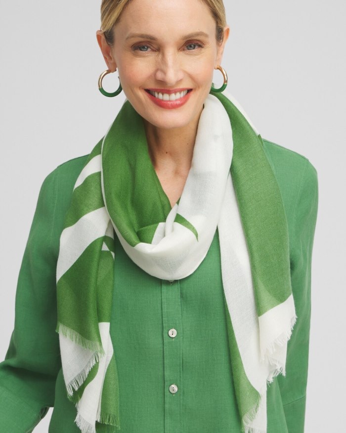 Women's Modern Print Oblong Scarf - Green