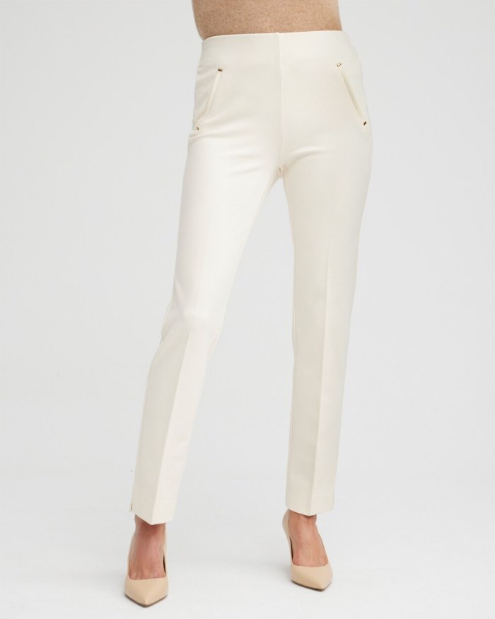 Women's Juliet Ponte Trim Detail Ankle Pants - English Cream