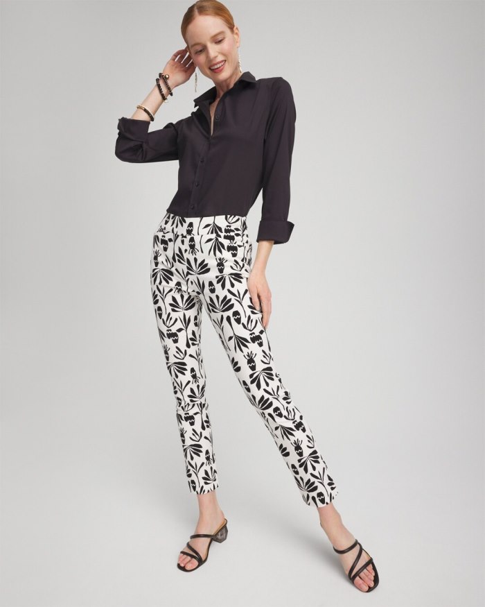 Women's Brigitte Artisan Print Ankle Pants - Alabaster/Black