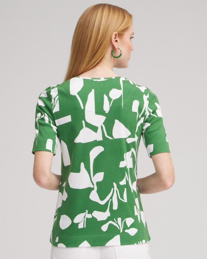 Women's Abstract Everyday Elbow Sleeve Tee - Verdant Green