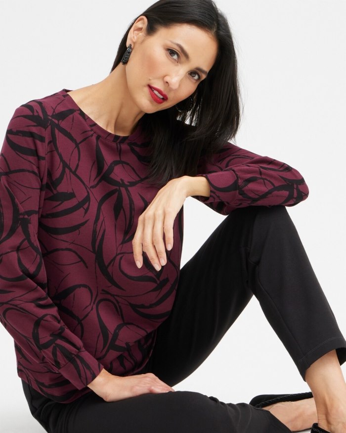 Women's Zenergy Ribbon Print Sweatshirt - Deep Merlot