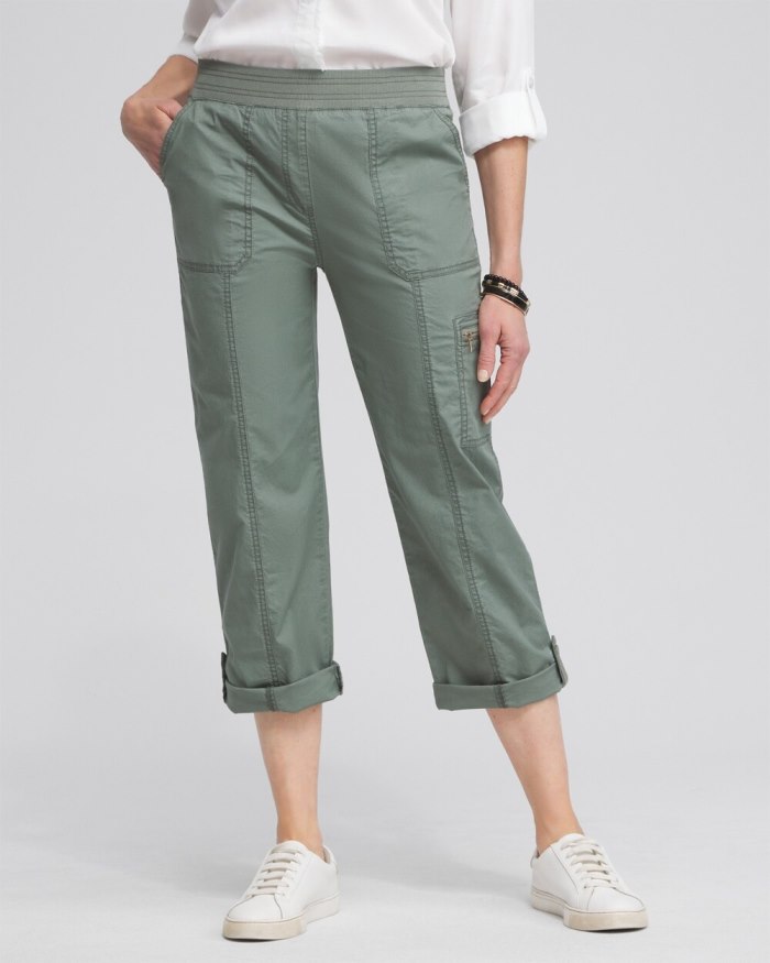 Women's Poplin Cropped Pants - Mulled Basil