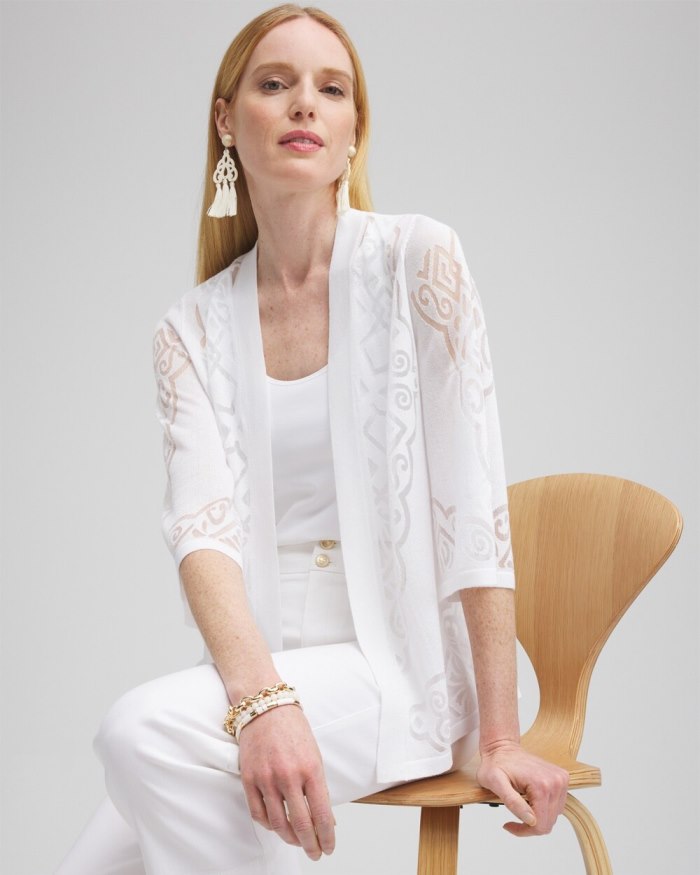 Women's Burnout Cardigan - Alabaster