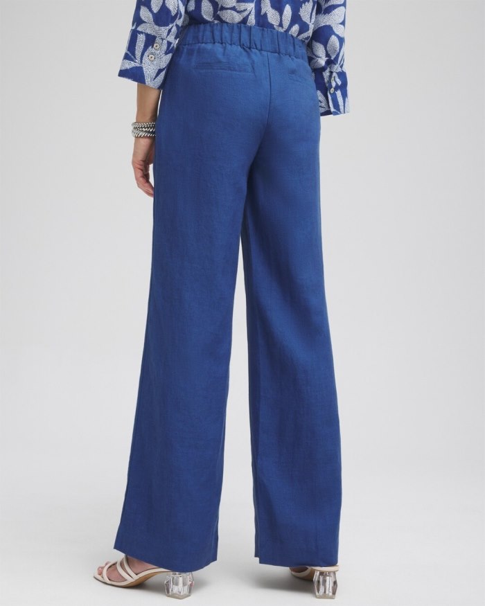 Women's Linen Trouser Flare Pants - Naval Indigo