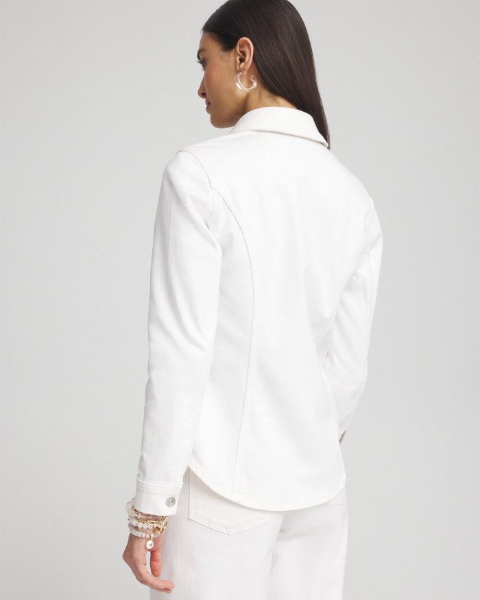 Women's Denim Shacket - Alabaster