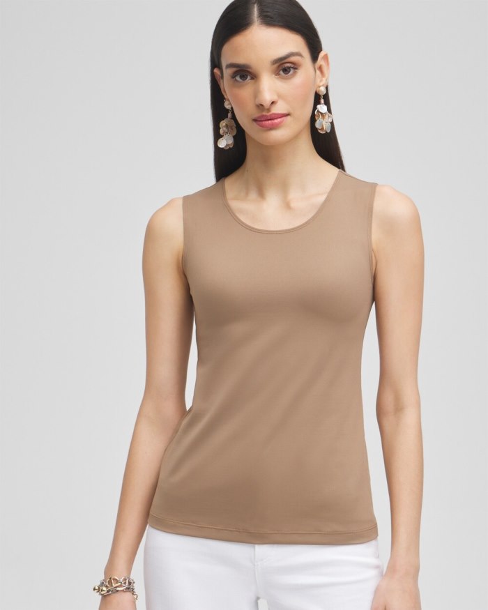 Women's High Neck Microfiber Tank - Teakwood - Click Image to Close