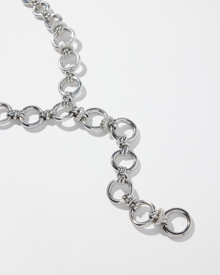 Women's Silver Tone Links Y-necklace - Silver