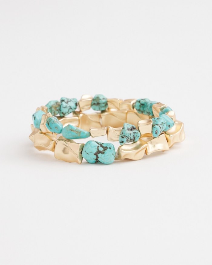 Women's Turquoise Stretch Bracelet Set - Turq