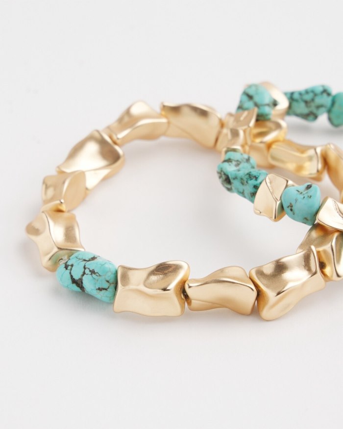 Women's Turquoise Stretch Bracelet Set - Turq