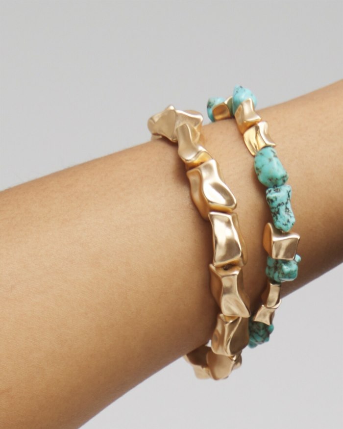 Women's Turquoise Stretch Bracelet Set - Turq