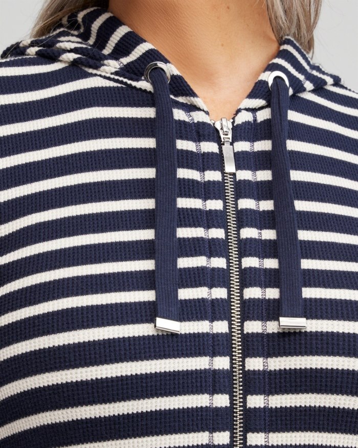 Women's Zenergy Waffle Knit Stripe Hoodie - Classic Navy