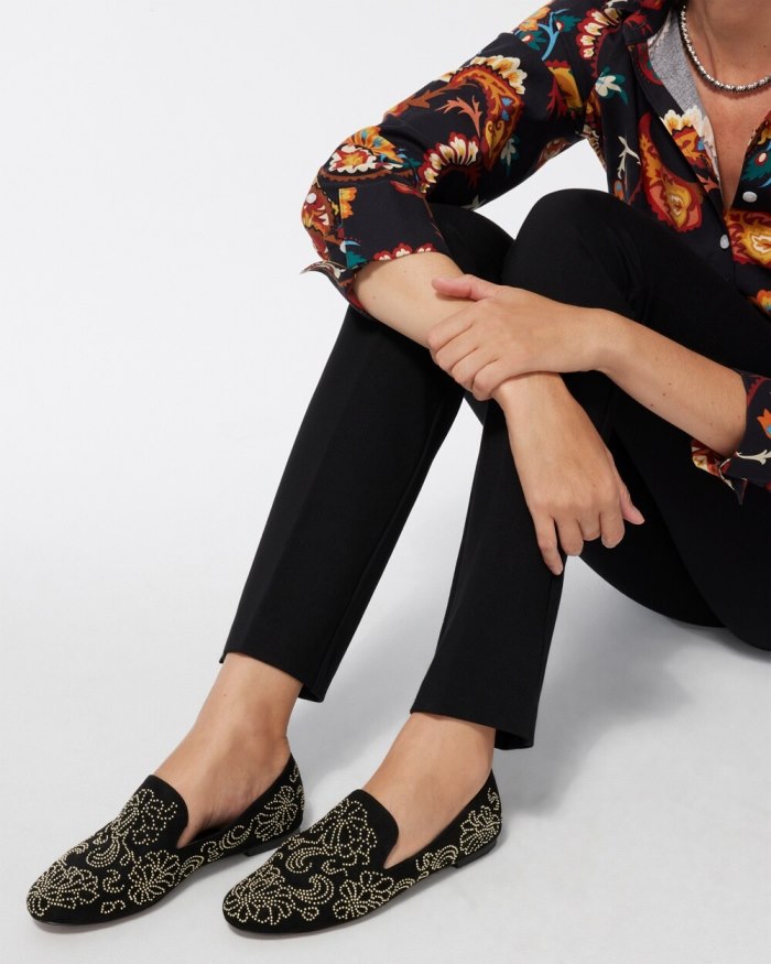 Women's Embellished Loafers - Black