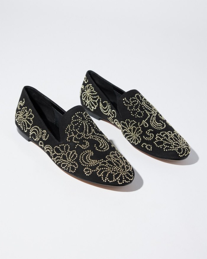 Women's Embellished Loafers - Black